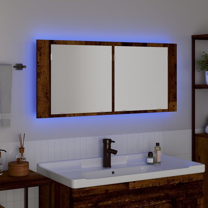 LED-peilikaappi, vanha puu 100x12x45 cm